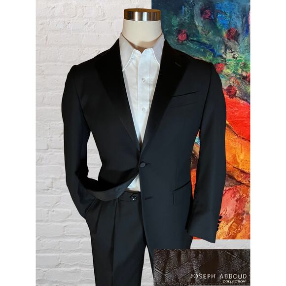 Joseph Abboud Collection 38R Black Tuxedo Jacket Formal Tux Black Tie - Picture 1 of 16
